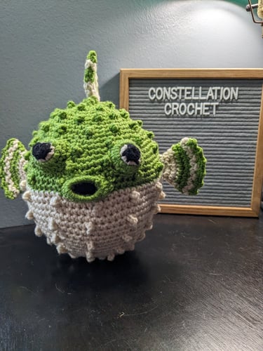 Green and White Pufferfish