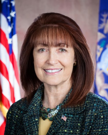 Lady Livonia city commissioner on brown background with U.S. & MI Flag. #Corporate Portrait Photography