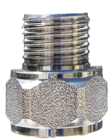 Silver "Biokleen Engineering" Specialty Bolt.# Product Photography, # Detroit Commercial Photography, # Hardware