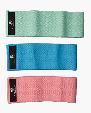 New Normal Products exercise bands in 3 colors, green, blue, Red. # brand photographer, # Detroit Commercial Photography