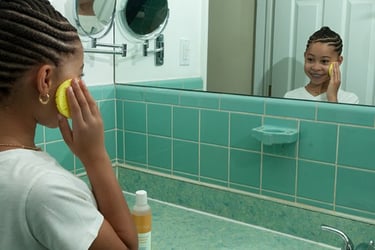Young lady applying an acne medication in a mirror. # Professional Product Photography, #Detroit Product Photography,
