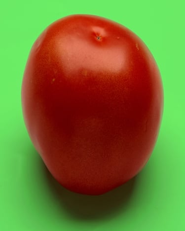 Red ripe tomato on bright Green background. #Food Photography,, #Detroit Food Photography 