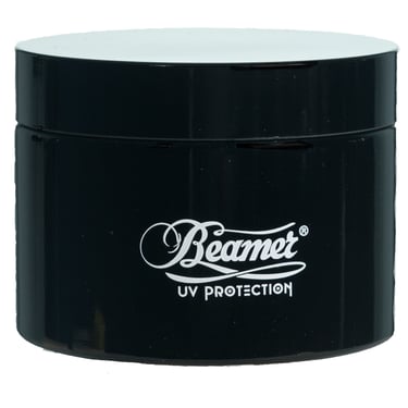 Black Jar of UV protection by "Beamer" Company. # Product Photography, # Commercial Product Photography,