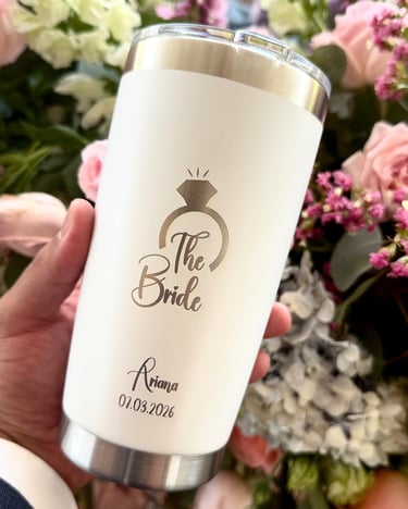 Termo de metal para novia con grabado láser the bride para boda