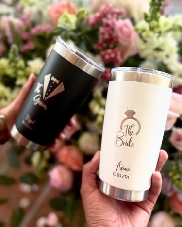 Termos de metal para novio y novia con grabado láser the bride y the groom para boda