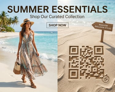 summer fashion qr code on the beach