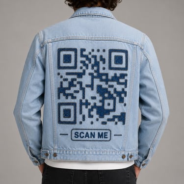 QR code made of denim