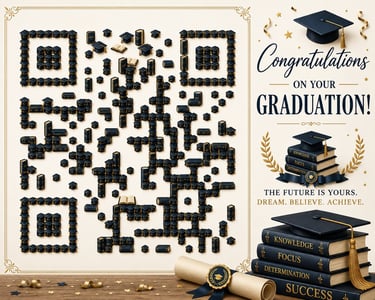 Graduation QR Code Design Made from Graduation Caps & Books