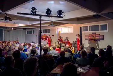 The Doggy Few spelend voor een uitverkochte zaal in Katwijk met Luke aan het woord