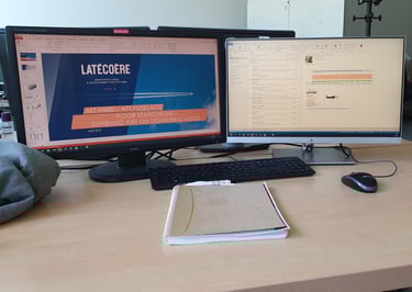 William Coste working at the office