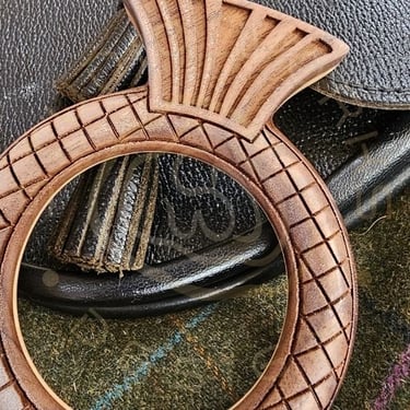 Large bespoke double-sided brooch in walnut and maple