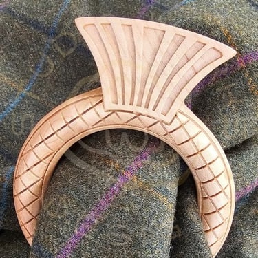 Large bespoke double-sided brooch in walnut and maple