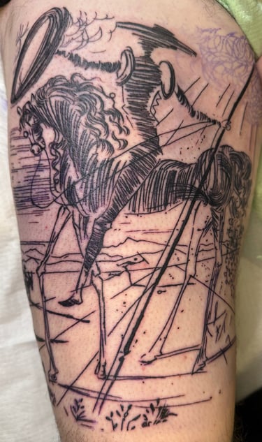 Salvador Dali sketch tattoo by Steve Sype