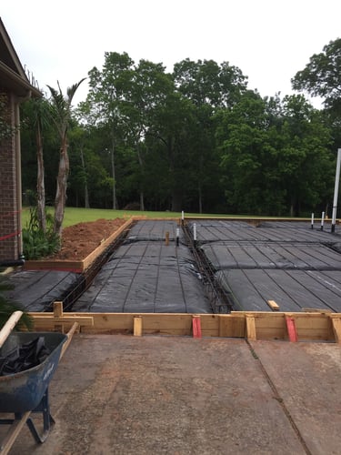 Father's suite and pool house addition. Foundation layout.