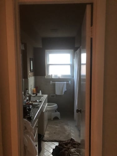 Hall bathroom prior to remodel.