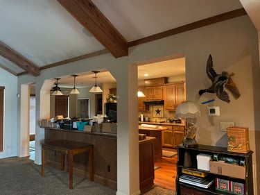 Old Confined Living Room to Kitchen Flow