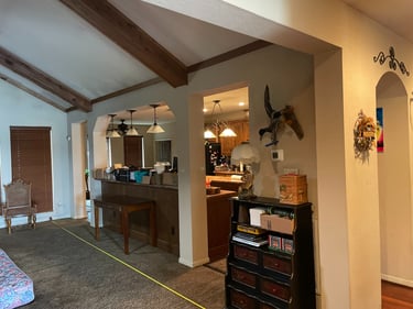Old Confined Living Room to Kitchen Flow