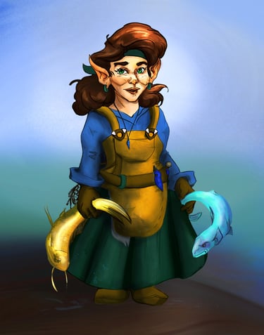 Halfling Fisherwoman Full Body