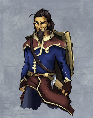 Sketchy Human Warrior Half Body Portrait