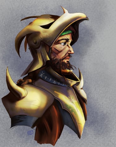 Knight in plate armor bust portrait