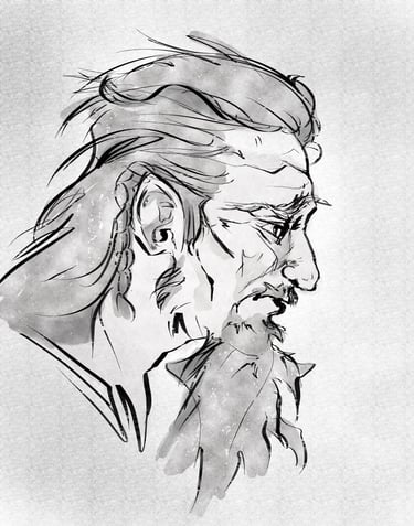 Male dwarf profile ink