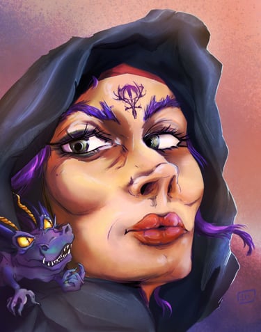 Female Witch with Familiar Portrait
