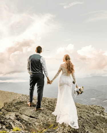 Apalachian mountain top wedding painting, live wedding artist