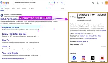 Company Google Knowledge Panel