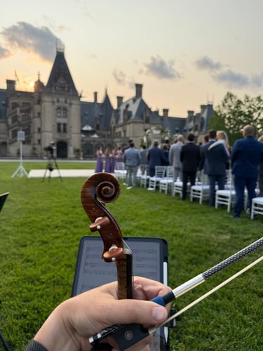asheville wedding violinist outdoors at biltmore estate