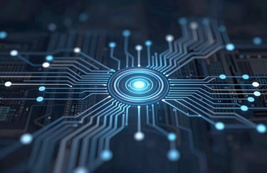 A conceptual image of digital interconnected nodes and circuit patterns in #0D1B2A, symbolizing advanced technology and reliability.
