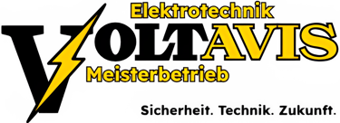 VOLTavis Elektrotechnik Meisterbetrieb Elektro Elektriker Logo V Blitz Transparent