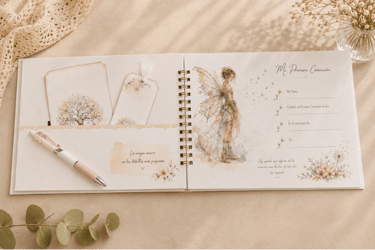 Libro de firmas personalizado y hecho a mano por Amélie Art.