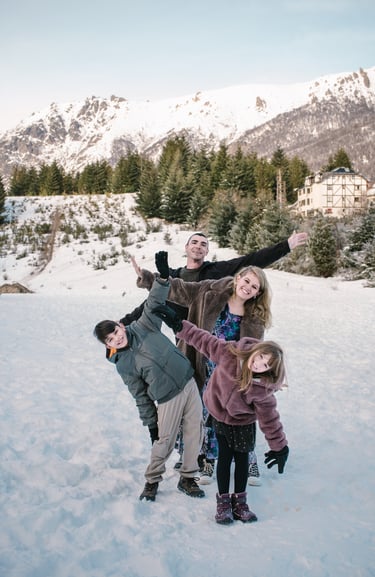 Sesión de fotos para familias en Bariloche. Fotografía familiar
