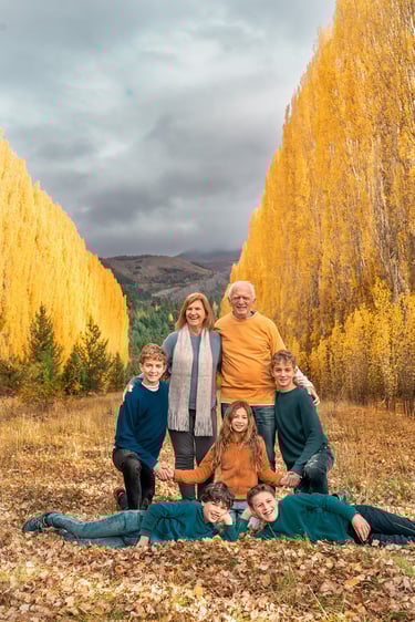 Sesión de fotos para familias en Bariloche. Fotografía familiar