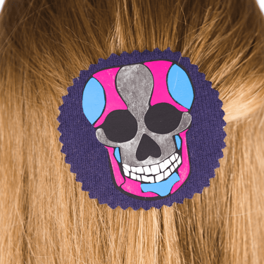 Haarspange mit Totenkopf pink