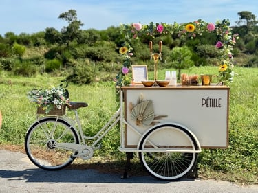 Bar Mobile vintage vélo triporteur cocktails Biarritz location mariage