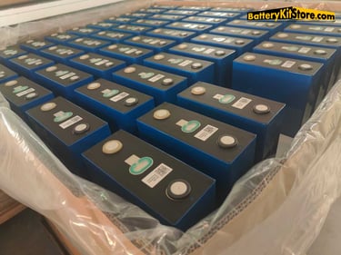 a box of LiFePO4 prismatic battery cells