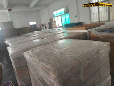 boxes of LiFePO4 prismatic battery cells