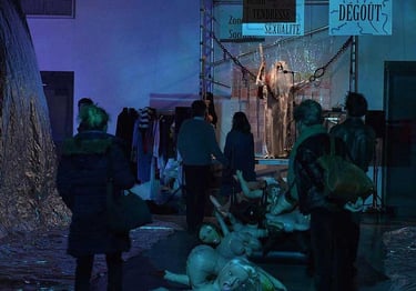 David en Moïse harangue le public | Les Camps de l'Amor | David Noir | Photo Karine Lhémon