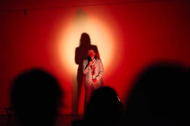 Adrien chante "Un accident" devant un soleil couchant | Mobil'Homme | David Noir | Photo Bernard Bousquet