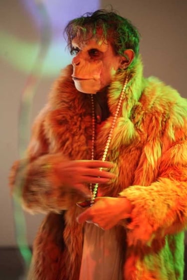 David Noir en singe à manteau de fourrure | Permission refusée | David Noir | Photo Bernard Bousquet