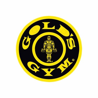 Logo de Gold's Gym, cadena internacional de gimnasios, cliente de Peru Impress para impresión de afiches promocionales, mater