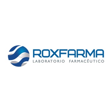 Logo de Roxfarma, laboratorio farmacéutico en Perú, cliente de Peru Impress para impresión de cajas plegadizas, prospectos mé