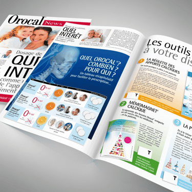 Magazine Orocal pour les laboratoires TEVA à Monaco, réalisé par infographiste freelance à Monaco