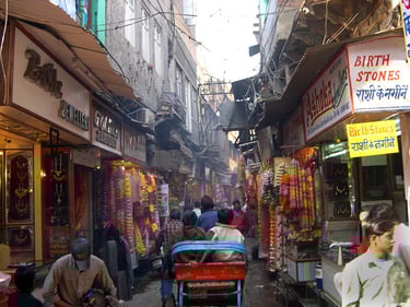 A bustling street of Old Delhi