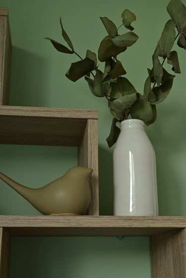 Détails du cabinet avec un oiseau vert