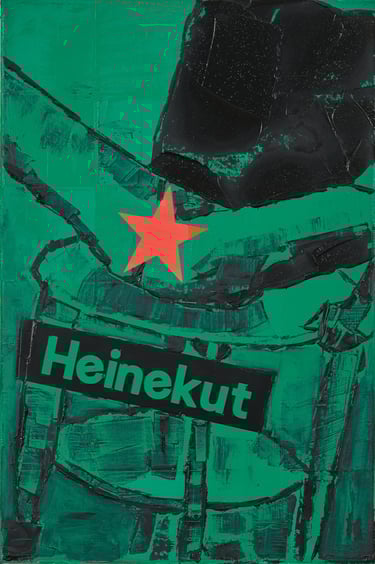 Heinekut Bier Olieverf op doek door Henk Tieten
