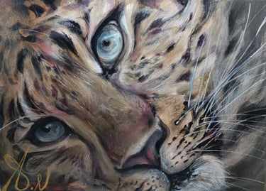 Original realistic Leopard painting. Mixed Media on canvas. Leopard drawing young artist. By the artist Angelina.N ArtNess.