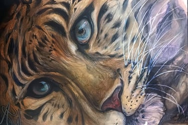 Original realistic Leopard painting. Mixed Media on canvas. Leopard drawing young artist. By the artist Angelina.N ArtNess.
