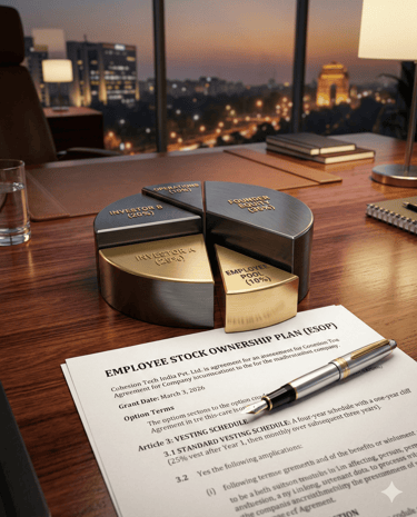 ESOP structuring and startup equity distribution planning at Harsh Malik Law.